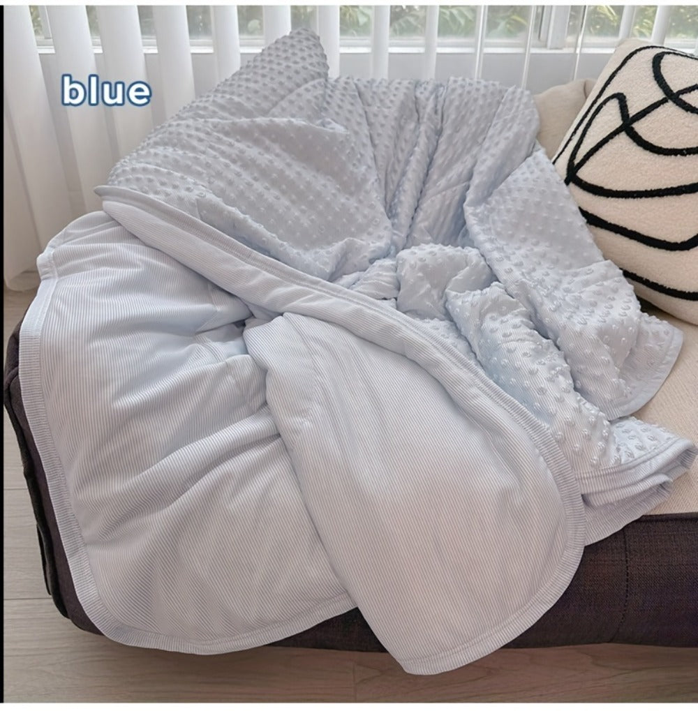 Cooling Blanket for Summer – Breathable Lightweight Throw with Soundwave Embossed Striped Design, 100% Polyester Machine Washable Blanket & Shawl for Bed, Sofa & Travel (Multiple Colors & Sizes)