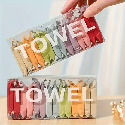 Compressed Disposable Face Towels 36pcs – Pure Non-Woven Fabric Makeup Remover Wipes, Individually Wrapped Thickened Skin-Friendly Cleansing Cloths, Portable Travel Facial Towel Set Mixed Color
