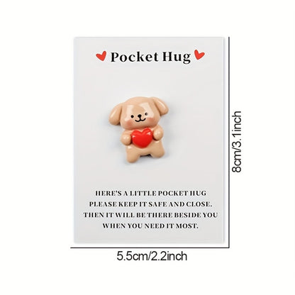 Pocket Hug Cards Emotional Support - Cute Heart Dog Mini Cards with Resin - Thinking of You Gift for Family Friends Lovers - Christmas Valentine Birthday Party Favor Decorative Gift Cards 20/40 Pack
