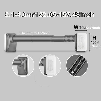 Telescopic Curtain Rod No Drill 15.75"-196.85" Adjustable Shower Curtain Rod 33mm for Large Windows