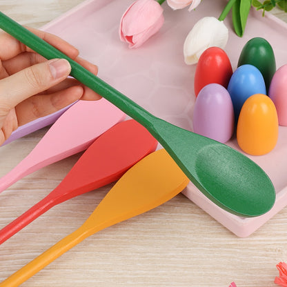Egg Spoon Race Game Set 12pcs – Wooden Egg & Spoon Balance Relay Race Outdoor Lawn Game for Kids, Easter, Birthday Party, Carnival, School Activity