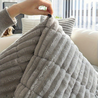 Jacquard Couch Cover Set of 2 Solid Color Corduroy Plush Thick Soft Non-Slip Machine Washable Pet Friendly for 2 3 4 Seat Sectional Sofa Living Room Bedroom