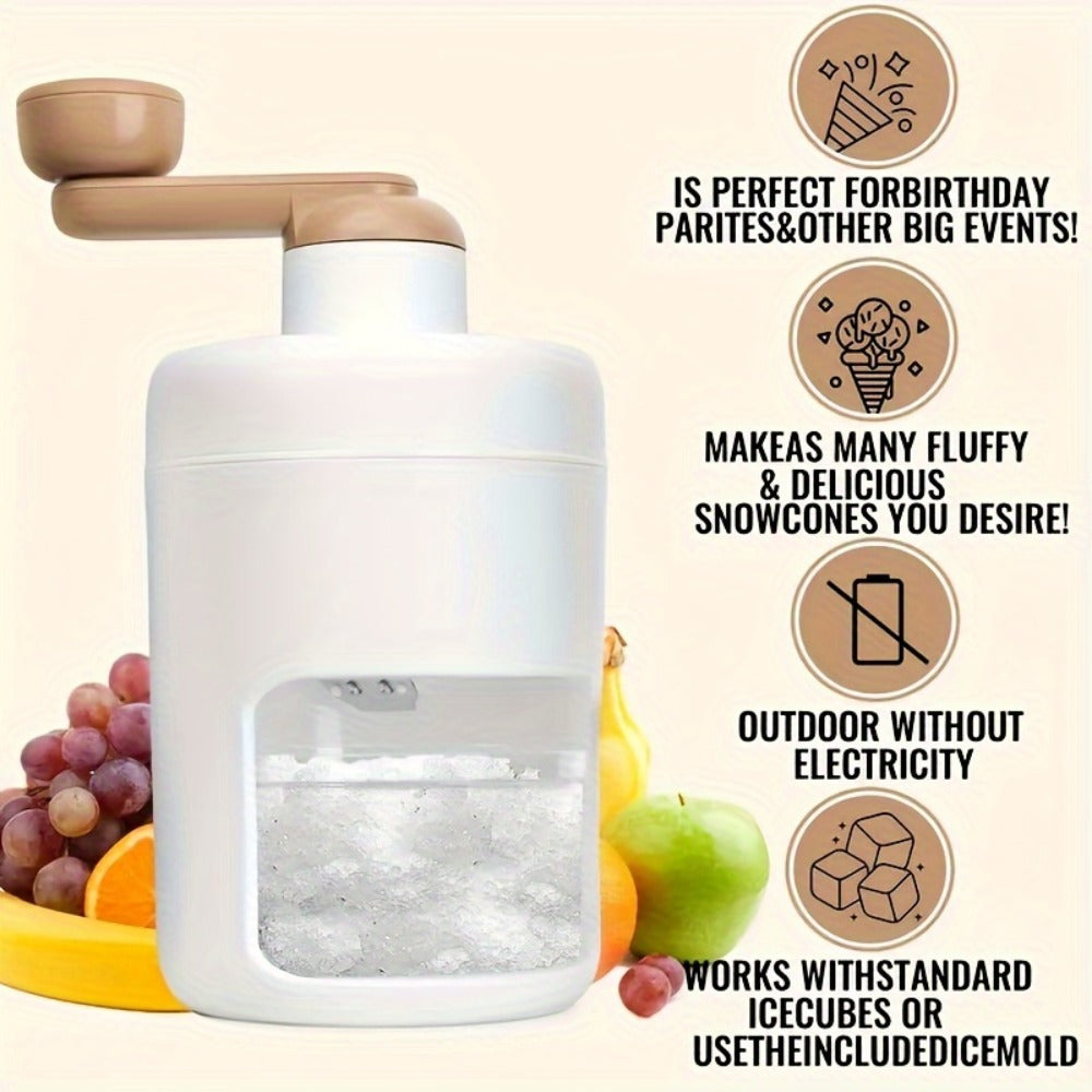 Manual Ice Shaver Machine – Hand-Powered Snow Cone Maker & Ice Crusher, BPA-Free, Portable for Home, Parties, Picnics & BBQs, Includes Ice Cube Trays, Easy to Use Shaved Ice Maker for Kids & Adults