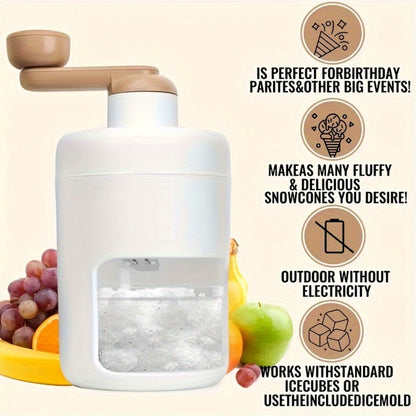Manual Ice Shaver Machine – Hand-Powered Snow Cone Maker & Ice Crusher, BPA-Free, Portable for Home, Parties, Picnics & BBQs, Includes Ice Cube Trays, Easy to Use Shaved Ice Maker for Kids & Adults