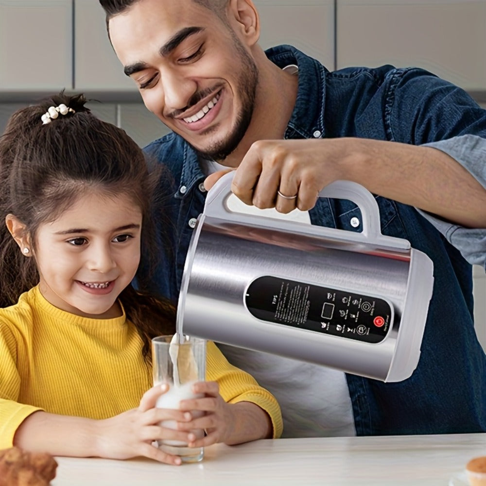 Soy Milk Maker Machine 40oz – 800W Stainless Steel Nut Milk, Soup & Juice Blender with 24-Hour Timer, Auto-Clean & Touch Control