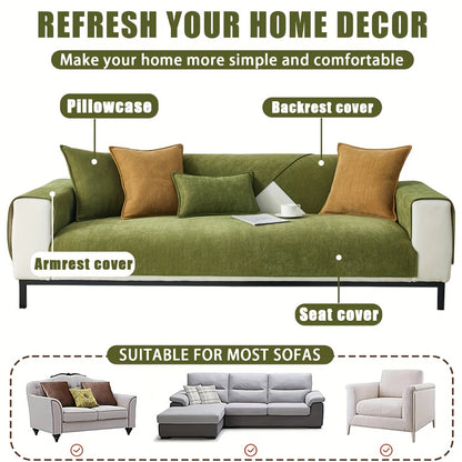 Chenille Ribbed Sofa Cover - Pet Friendly Non-Slip Machine Washable Soft Stretch Slipcover for 1-4 Seater Sectional Sofa Living Room Bedroom Office, 9 Colors