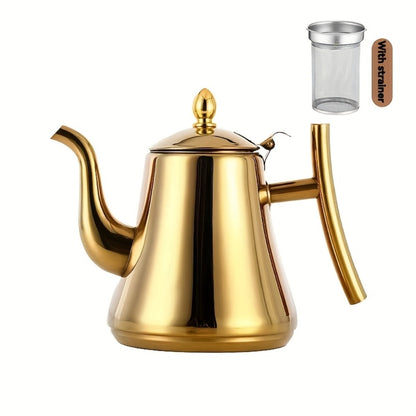 Stainless Steel Tea Kettle with Filter – Tea Pot Coffee Pot Cold Water Pitcher for Home Hotel Restaurant, Induction Cooker Compatible, Thickened