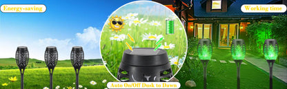 Solar Torch Lights Flickering Flame Outdoor – Auto On/Off Dancing Flame Solar Garden Lights IP54 Waterproof | Landscape Pathway Torch for Garden, Yard, Patio & Christmas Decoration | 6/8/12pcs Blue