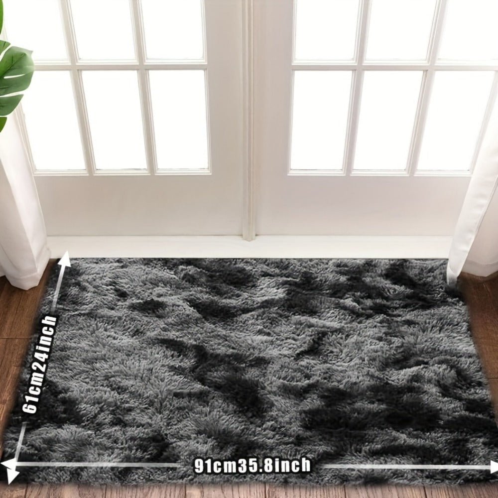 Fluffy Rug Plush Soft Indoor Carpet Non-Slip for Living Room Bedroom Hallway Runner Nursery Kids Play Area — Tie Dye & Solid Colors Multiple Sizes