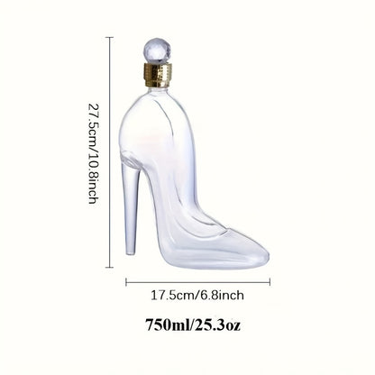High Heel Shoe Decanter Crystal Glass with Stopper 26oz – Handmade Lead-Free Transparent Wine Decanter for Kitchen Dining Decor, Valentine's Day & Holiday Gift
