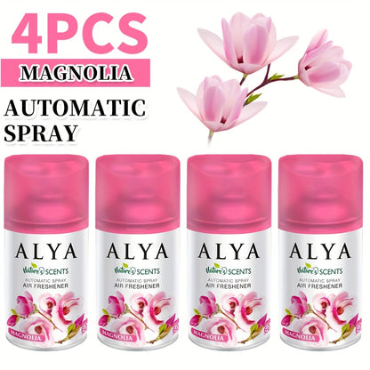 Automatic Spray Air Freshener Refill 8.45oz 1pc or 4pcs - 6 Scents Lavender Vanilla Cool Linen Ocean Mixed Berries Magnolia, Odor Fighting Room Spray for Car Office Home Bathroom Kitchen Fabric Closet