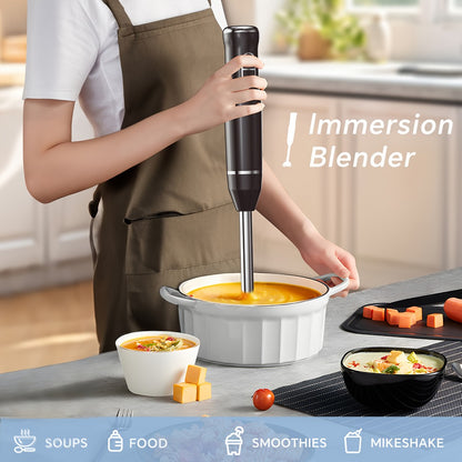 Immersion Blender 400W with Turbo Mode - Handheld Stick Blender with 304 Stainless Steel Blades, 2-Speed Electric Hand Blender, Detachable Shaft, Portable Immersion Mixer for Soups, Smoothies & Baby Food