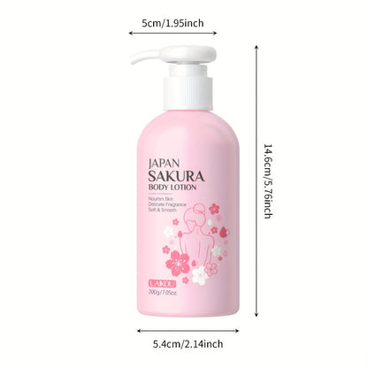 Sakura Body Lotion Hydrating Moisturizer 200g | LAIKOU Radiant Skin Cream with Vitamin C & Shea Butter | Dry Cracked Skin Repair | Brightening Nourishing Body Cream for Silky Smooth Skin