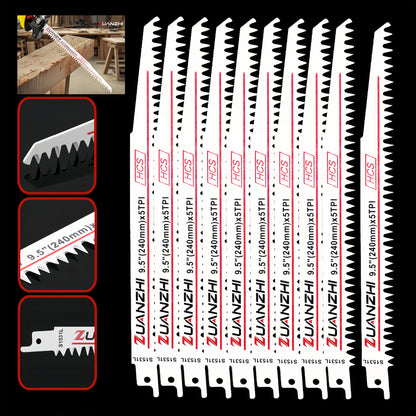 Wood Cutting Reciprocating Saw Blades 10PCS S1531L for Garden Pruning Branch Trimming Tree Cutting Sawzall Blade Set Compatible with Most Reciprocating Saws