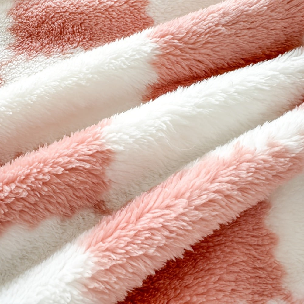 French Plaid Double-Sided Flannel Blanket – Soft Panda & Grid Pattern Throw for Sofa, Bed & Travel, Machine Washable, 6 Designs, 4 Sizes