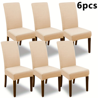 Stretch Dining Chair Covers Set | Elastic Jacquard Slipcovers for Dining Room Kitchen Wedding Office, 4pcs or 6pcs, 9 Colors, Washable Furniture Protector