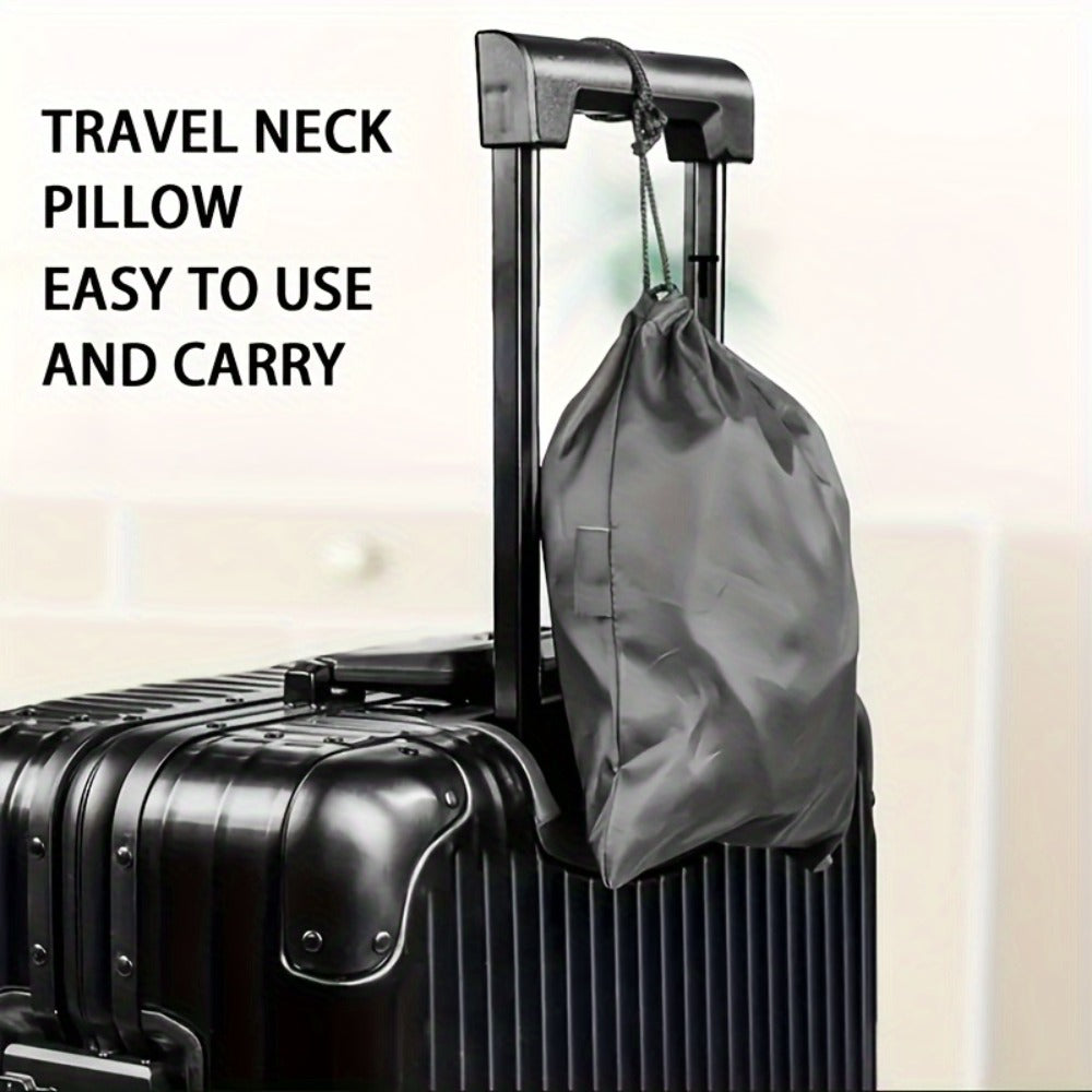 Inflatable Travel Pillow with Carrying Case – Ergonomic Neck & Head Support for Airplane, Car, Train, Office Nap & Camping, Compact Lightweight Flocking Fabric Pillow