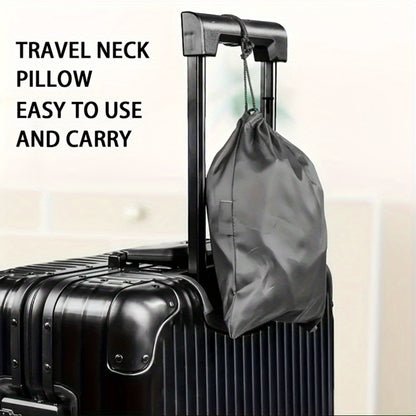 Inflatable Travel Pillow with Carrying Case – Ergonomic Neck & Head Support for Airplane, Car, Train, Office Nap & Camping, Compact Lightweight Flocking Fabric Pillow