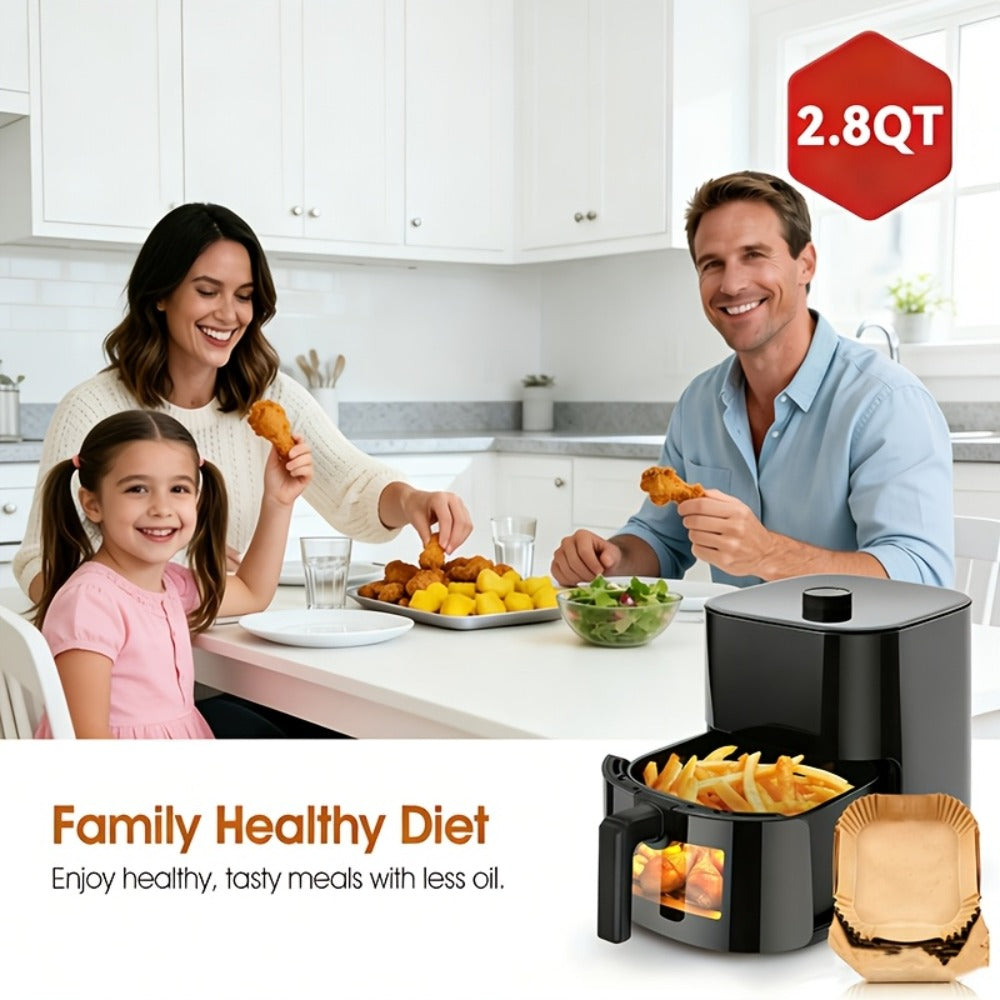 Air Fryer 8-in-1 with LED Touchscreen, 6QT Large Capacity Electric Hot Air Oven, 1350W 360° Hot Air Circulation, Non-Stick Fry Basket, Heat-Insulated Handles, 8 Cooking Presets for Home Kitchen