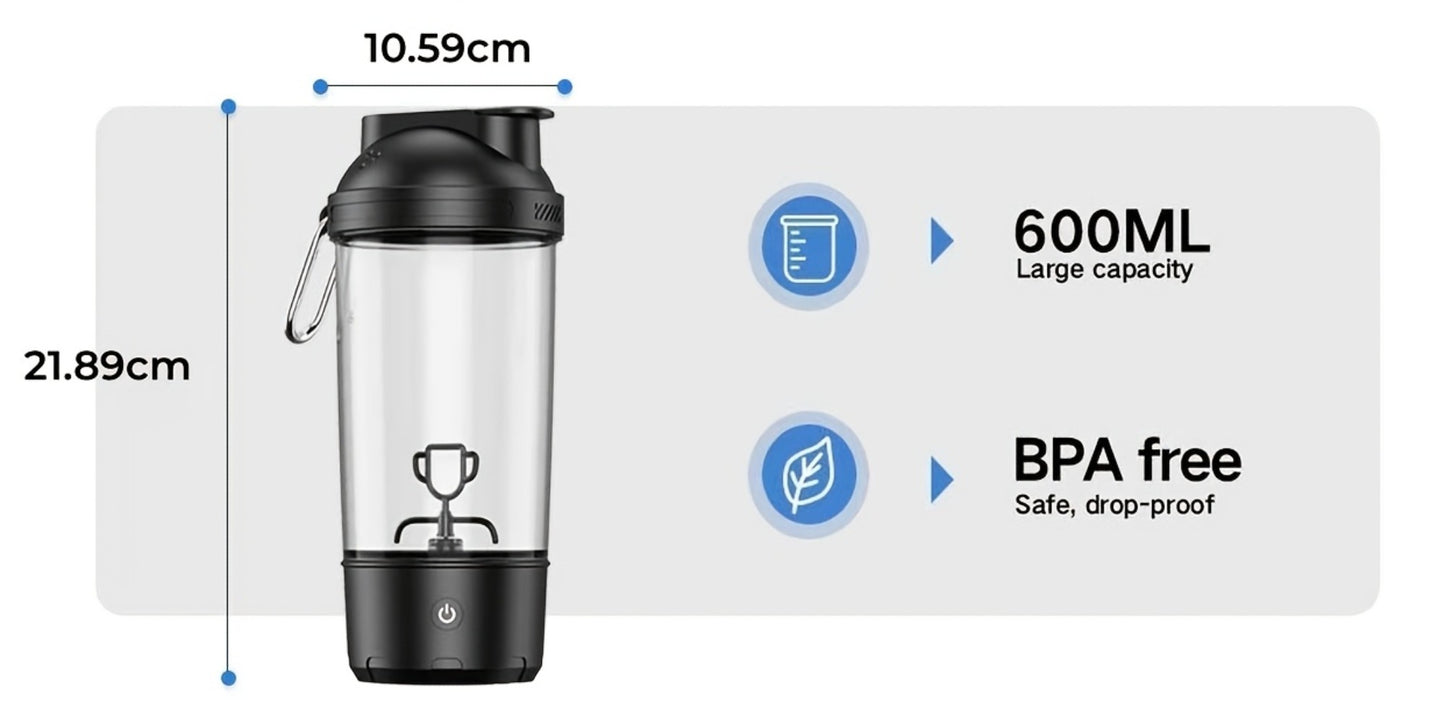 Electric Protein Shaker Bottle 24oz USB Rechargeable Self Stirring Blender Cup BPA Free Portable Gym Mixer for Protein Shakes Meal Replacements Fitness Gift