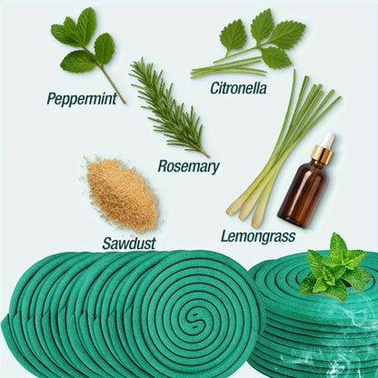 Lemongrass Spiral Incense Coils 10 Pack - Large Natural Long-Lasting Herbal Incense for Outdoor Patio, Camping, Garden, Meditation & Summer Evenings, Fresh Aromatherapy Scent