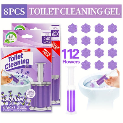 Toilet Gel Stamp Cleaner Air Freshener Flower Scented Bathroom Cleaning Gel Prevents Scale Toilet Ring 6 Fragrance Options Ocean Lavender Floral Peach Lemon Pine 4 Pcs or 8 Pcs with Dispenser