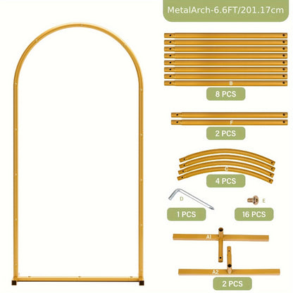 Metal Arch Backdrop Stand Set of 3 (7.2ft/6.6ft/6ft) + 7 Balloon Clips - Wedding Arch Frame for Birthday Party, Graduation, Ceremony, Thanksgiving & Halloween Decoration