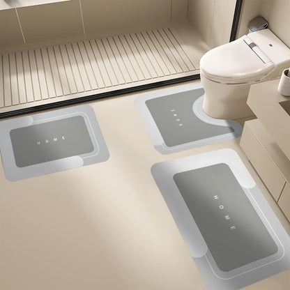 Diatomaceous Earth Bath Mat Set 3pcs Non-Slip Super Absorbent Bathroom Rug - Quick Dry Machine Washable Toilet Mat for Shower Room, Hotel & Home | Safe Non-Slip Backing | Blue, Coffee & Gray