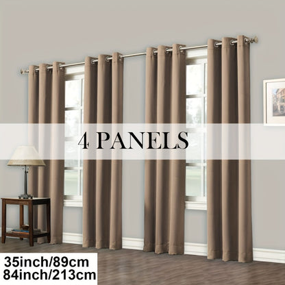 Blackout Curtains Grommet Top Room Darkening Window Drapes 4 Panels Set Living Room Bedroom