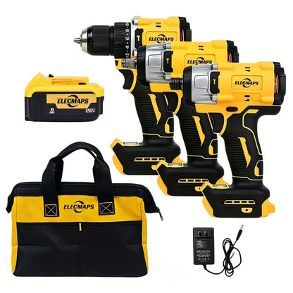Cordless Power Tool Combo Kit for Dewalt 20V Battery - Impact Wrench 1500Nm, Brushless Drill & Screwdriver Set for Home Repair & Construction