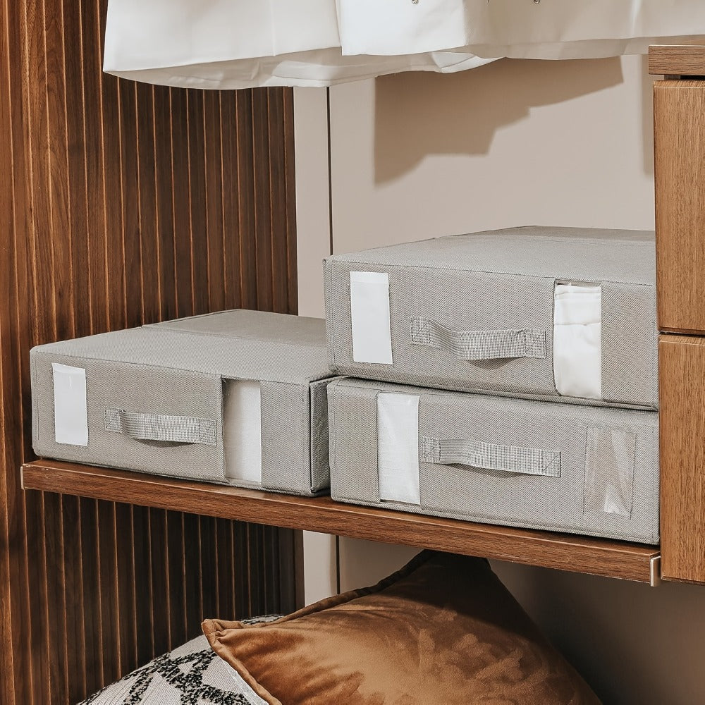 Sheet Organizers and Storage Foldable Closet Organizer Boxes for Bedding, Blankets & Clothes – Bedroom Wardrobe Under Bed Storage Containers, 3 or 6 Pack