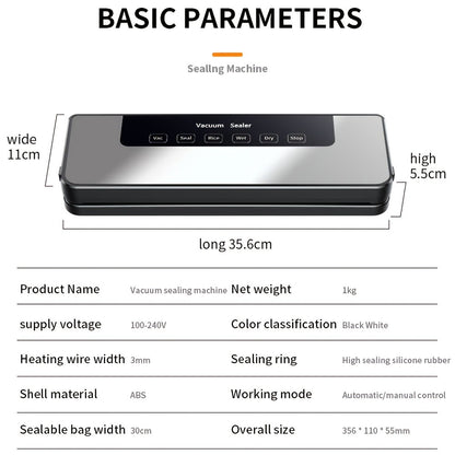 Vacuum Sealer Machine 65KPA – 6-in-1 Automatic Food Sealer with 50 Bags, Dry Moist Modes, Sous Vide Compatible, Food Preservation System for Home Kitchen, Easy Clean
