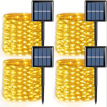 Solar Fairy String Lights Outdoor – 110 LED Copper Wire Solar Twinkle Lights with 8 Modes & Touch Control for Christmas Tree, Garden, Patio, Wedding & Party – 2, 4 or 8 Pack