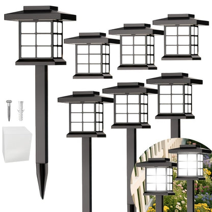 Solar Garden Lights Outdoor Waterproof Landscape Pathway Lights Solar Powered LED Stake Lights for Yard Patio Walkway Holiday Decor Warm White Colorful