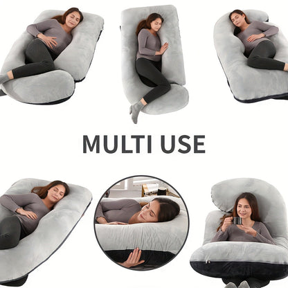 Pregnancy Pillow J-Shape 60 Inch Full Body Maternity Pillow with Velvet Cover – Back Leg Belly Support for Pregnant Women Side Sleeper Body Pillow Multiple Colors