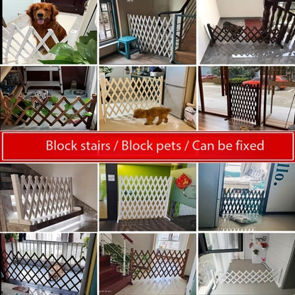 Expandable Wooden Pet Gate Fence Freestanding Retractable Indoor Outdoor Safety Barrier for Dogs Cats - Dark Style Thickened Wood Yard Garden Play Area Divider 27.56 Inch and 35.43 Inch Height Options