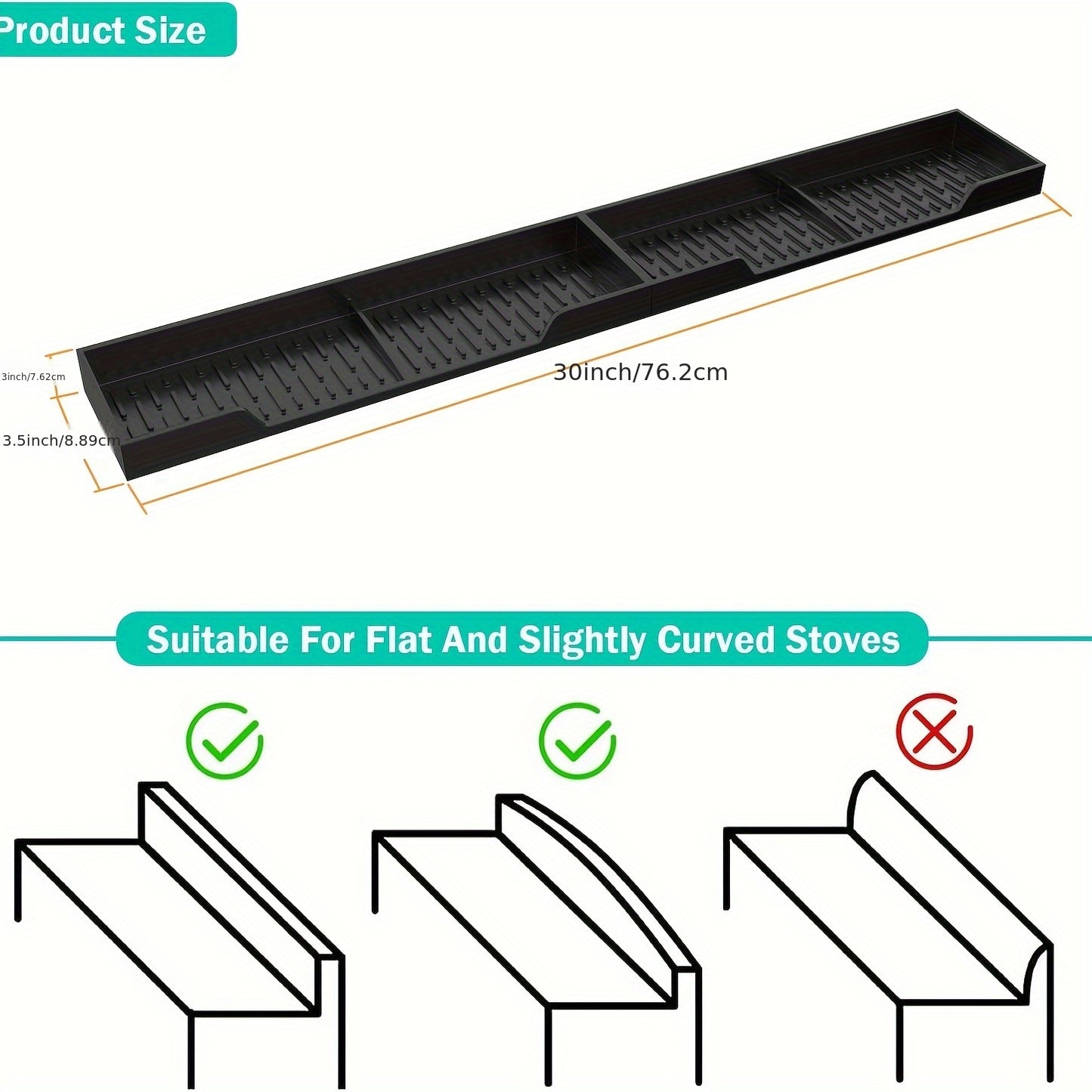 Silicone Stove Organizer Rack with Suction Cups | Heat-Resistant, Dishwasher-Safe Spice Holder for Kitchen Countertop – 30 Inch