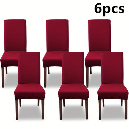 Silky Fiber Elastic Dining Chair Covers Set | Stretch Milk Fiber Slipcover, All-in-One Furniture Protector for Kitchen Wedding Office Hotel Living Room, 4pcs or 6pcs, 8 Colors