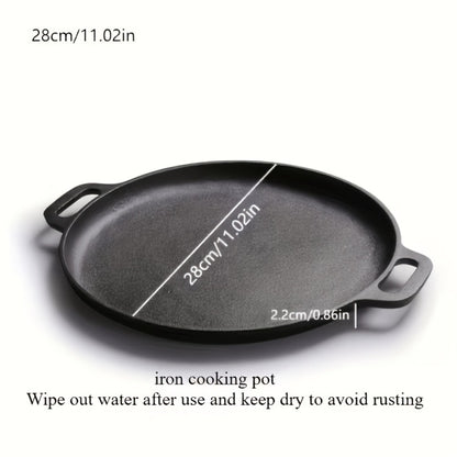Cast Iron Skillet 11 Inch Pre-Seasoned Round Grill Pan with Dual Loop Handles – Even Heating for Oven, Stovetop, Campfire & Grill | Heavy-Duty Kitchen Cookware for Pizza, Steak & More