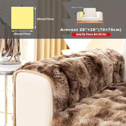 Plush Sofa Cover Faux Lamb Thick Fluffy Couch Slipcover Pet Friendly Machine Washable Gradient Color Polyester Furniture Protector for Armchair Single Double Triple Sofa Living Room Home Decor