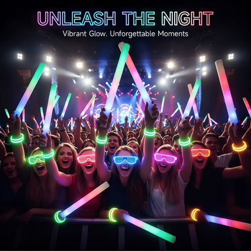 Foam Glow Sticks Set 103pcs 70pcs 40pcs – LED Light Up Foam Sticks 3 Flashing Modes Assorted Colors Bulk Pack for Party Wedding Birthday Concert Rave Glow Night Event