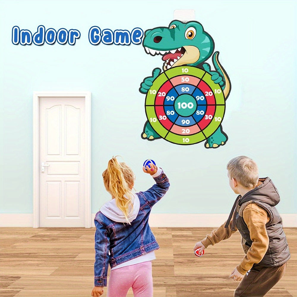 Dinosaur Sticky Target Ball Set with Blue Bow – Multiple Game Modes, Party Favor for Kids, Safe & Durable Fun Toy Gift for Her & Him