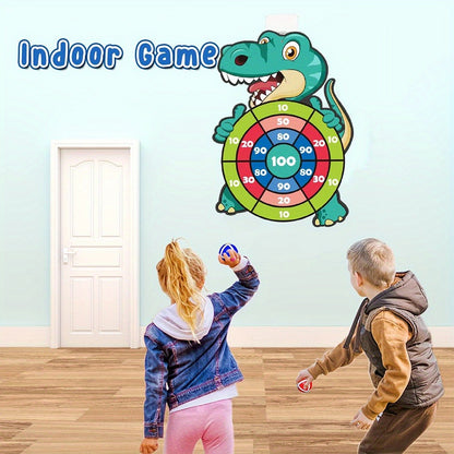 Dinosaur Sticky Target Ball Set with Blue Bow – Multiple Game Modes, Party Favor for Kids, Safe & Durable Fun Toy Gift for Her & Him