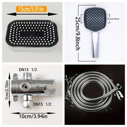 2-in-1 High Pressure Handheld Shower Head Set with Rain Showerhead – Long Hose T-Valve ABS Wall Mount Bathroom Upgrade