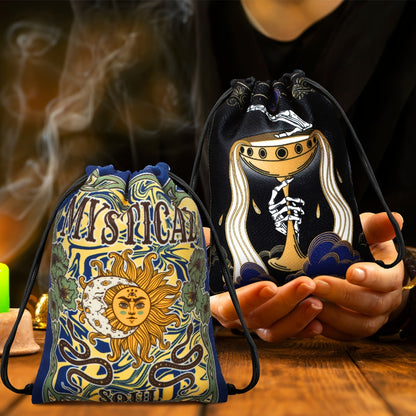 Velvet Tarot Card Bags 16 Pcs Mystical Drawstring Pouches 7.1x5.9 Inch - Dice Jewelry Storage Bag Set for Tarot Enthusiasts, Witchcraft Supplies, Halloween Christmas Gift, Crystal Pouch Organizer