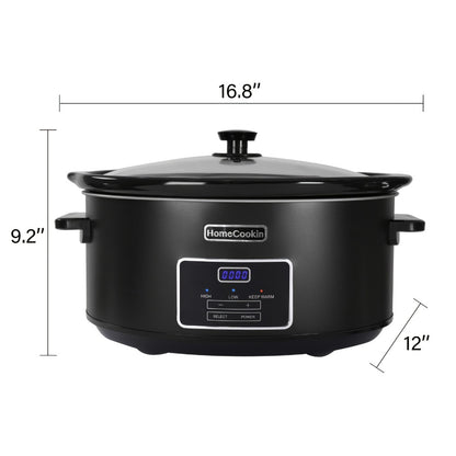 Slow Cooker 7.5 Quart Digital Programmable with Timer Ceramic Pot Stainless Steel Housing 3 Heat Settings Low High Keep Warm Large Capacity for Family Dinners Holiday Feasts Serves 10 Plus People