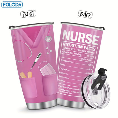 Nurse Tumbler 20oz Stainless Steel Double Wall Vacuum Insulated Travel Mug with Lid Leak-Proof Oval Water Bottle Funny Nurse Design Gift for Nurses Doctors Healthcare Workers Christmas Valentine Appreciation