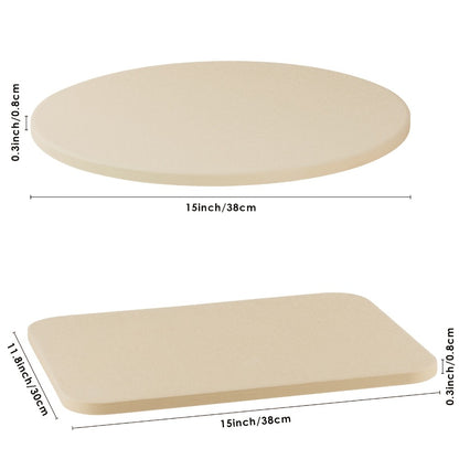 Pizza Stone for Oven and Grill Heavy Duty Cordierite Baking Stone Thermal Shock Resistant for Pizza Bread Rectangular 15x11.8 Inch Round 15 Inch