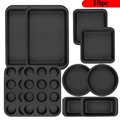 Nonstick Bakeware Set 5 6 or 10pcs with Cooling Rack Round Cake Pan Square Cake Pan Bread Pan Muffin Pan Roasting Pan Dishwasher Safe Oven Safe Easy to Clean