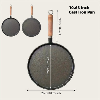 Cast Iron Skillet Non-stick Flat Pan 8.27/9.45/10.63 Inch for Pancakes Eggs & Crepes – Induction Gas Campfire Compatible Breakfast Griddle Pan for Indoor Outdoor Cooking